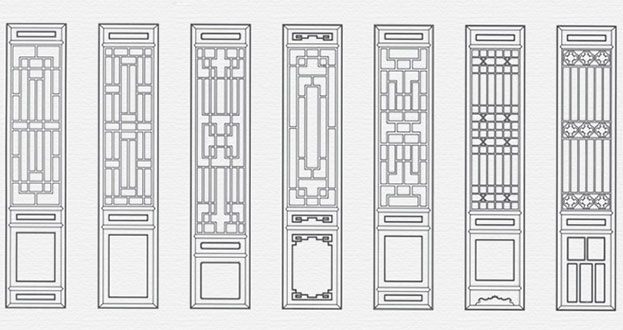 额敏常用中式仿古花窗图案隔断设计图